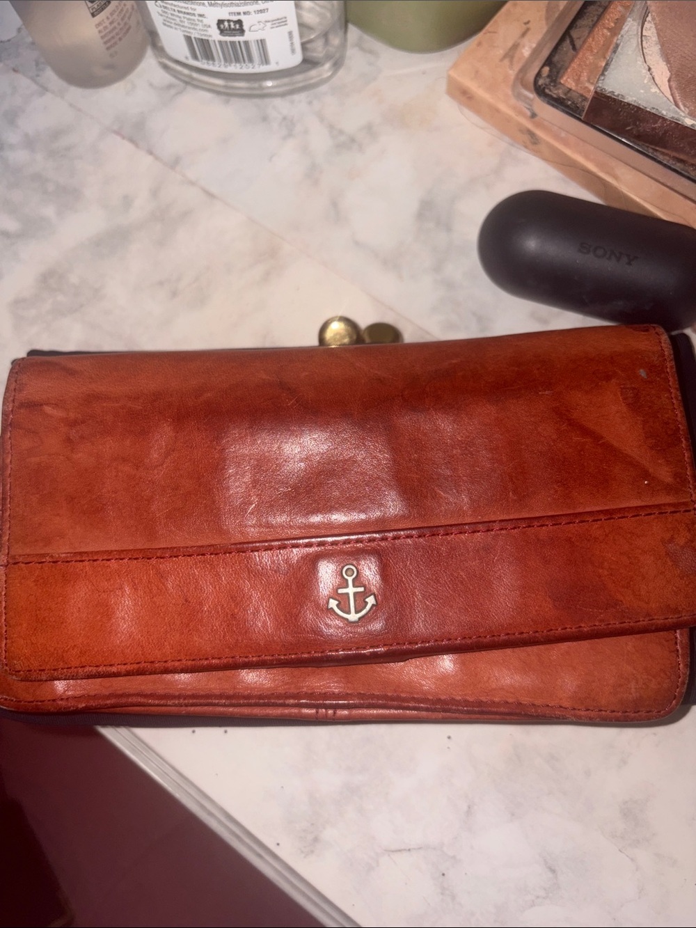 Harbor 2 Brown Leather Wallet with Anchor Accent